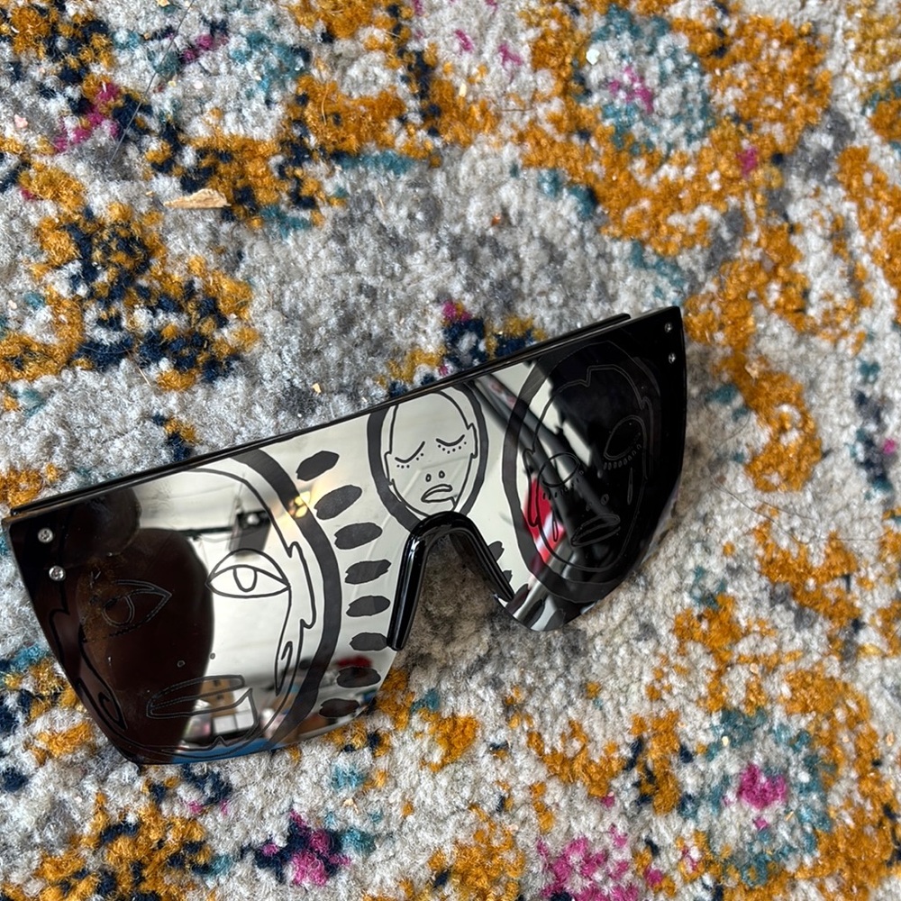 Balenciaga Black and Silver Sunglasses